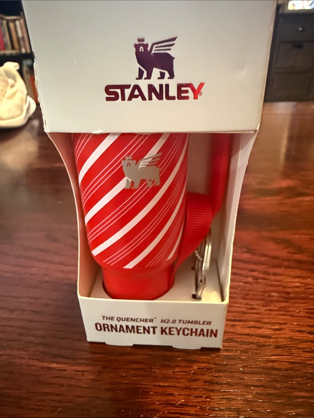 Stanley Red and White Candy-Stripe Ornament Keychain Tumbler
